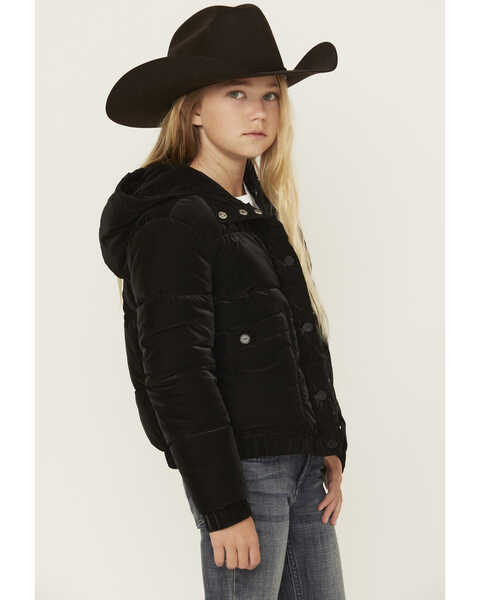 Image #2 - Urban Republic Little Girls' Twill Hooded Puffer Jacket , Black, hi-res