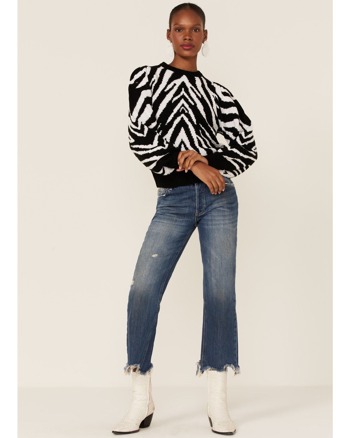 Wrangler Women's Puff Sleeve Zebra 