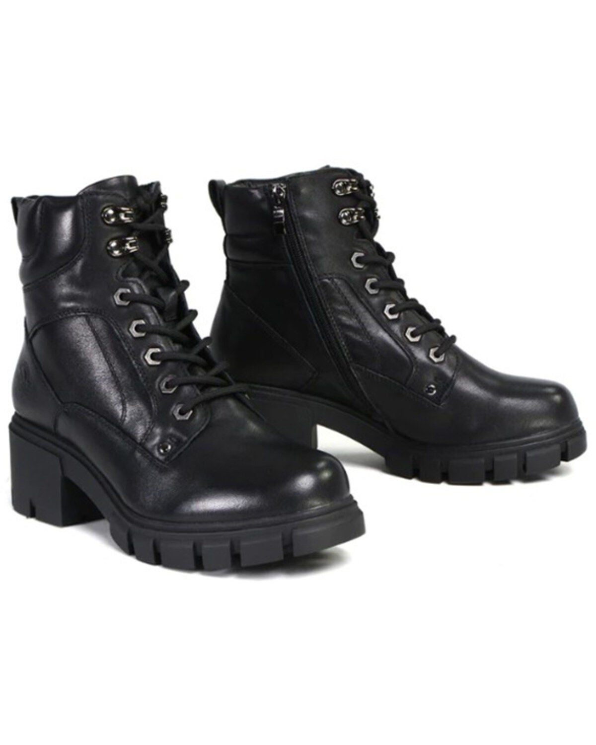 Milwaukee Leather Women's Garter Leather Lace-To-Toe Motorcycle Boots - Round Toe, Black, hi-res