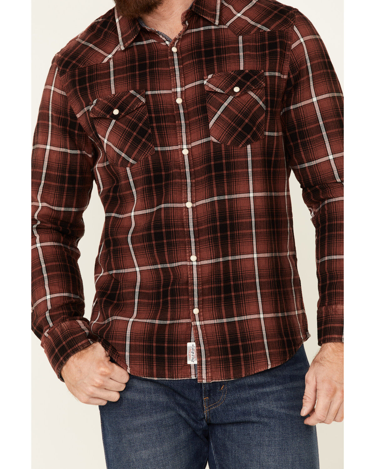 Image #3 - Flag & Anthem Men's Thornton Maroon Plaid Long Sleeve Snap Western Shirt, Maroon, hi-res