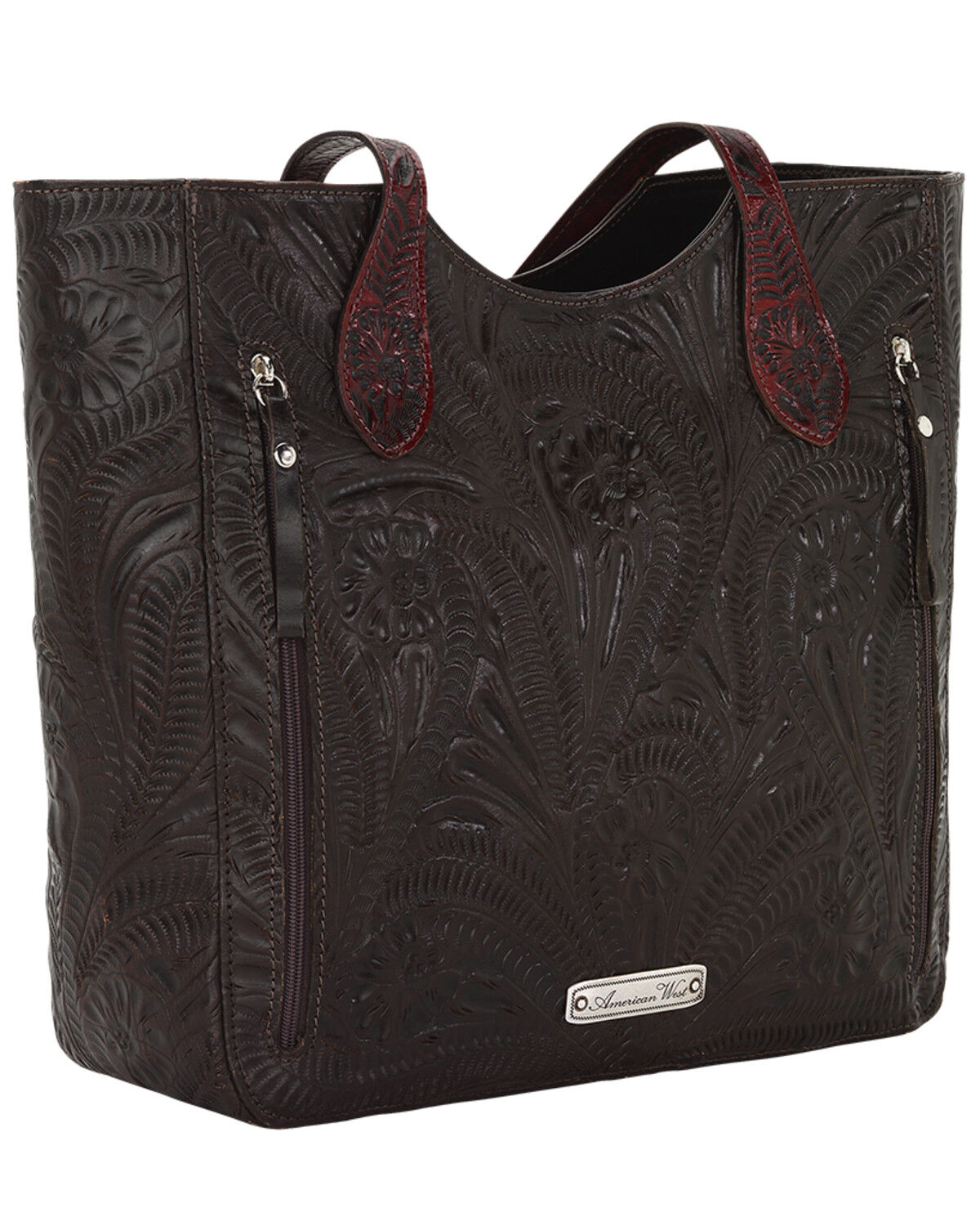 Image #2 - American West Women's Annie's Secret Collection Large Zip Top Tote, Chocolate, hi-res