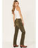Image #3 - Cleo + Wolf Women's High Rise Cargo Straight Jeans, Olive, hi-res