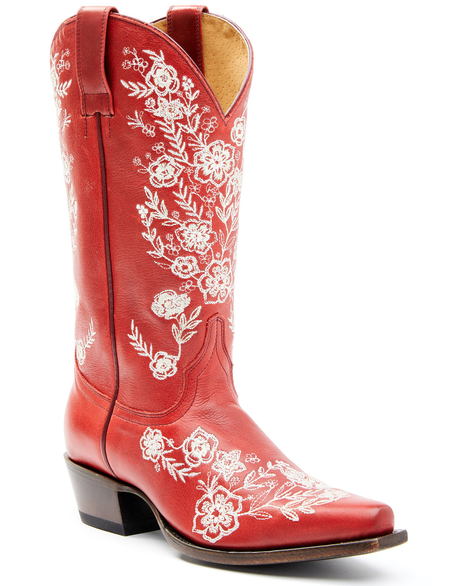 Cherry Red Single Line Design Calfskin Cowboy Boots - Espinoza Boot Maker