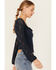 Image #2 - Shyanne Women's Solid Lace Long Sleeve Shirt, Navy, hi-res