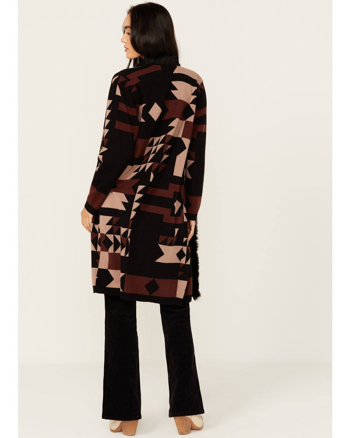 Image #4 - Shyanne Women's Fur Long Cardigan, Mahogany, hi-res