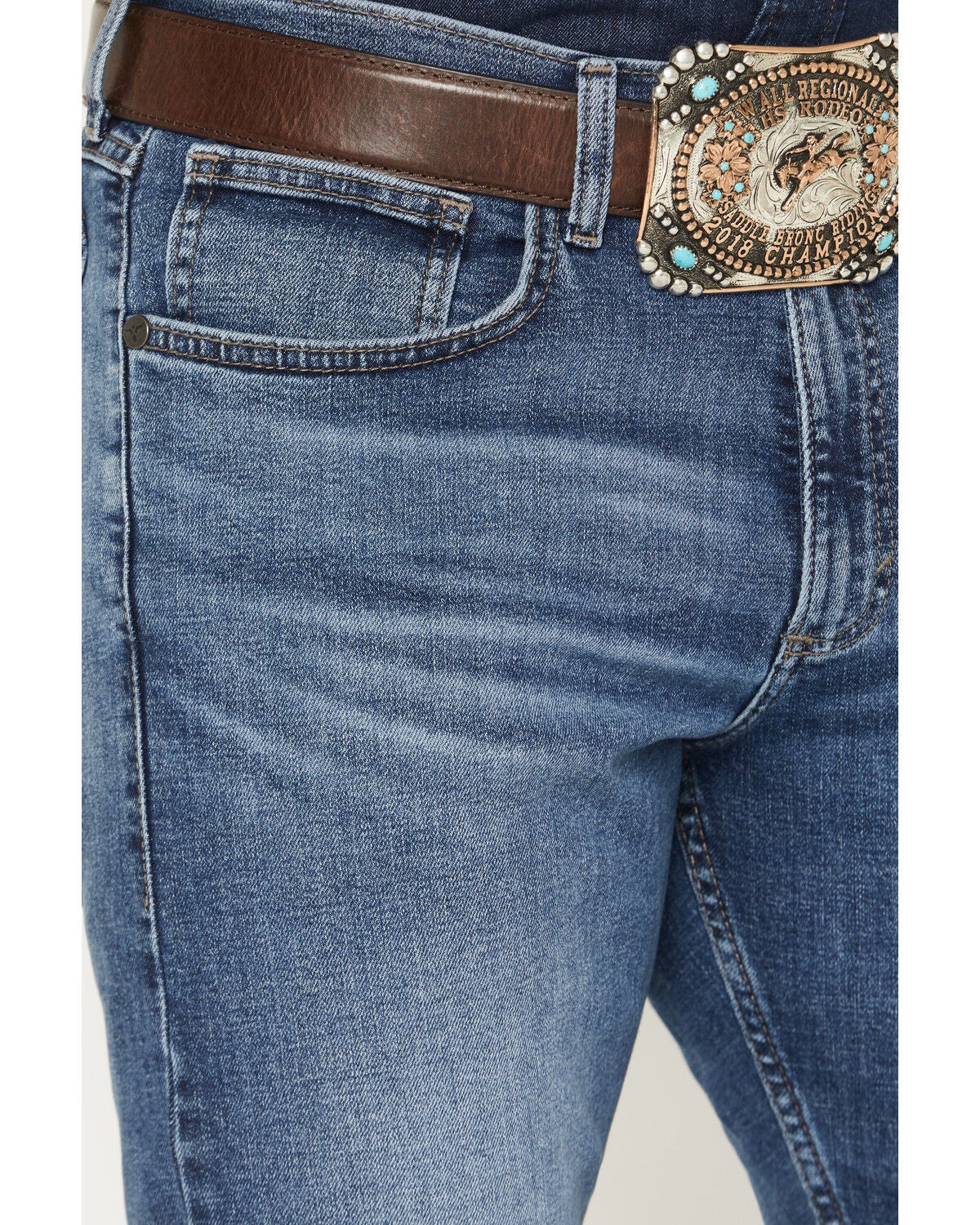Image #2 - Wrangler 20X 42MWX Colorado Medium Wash Vintage Bootcut Stretch Denim Jeans, Medium Wash, hi-res