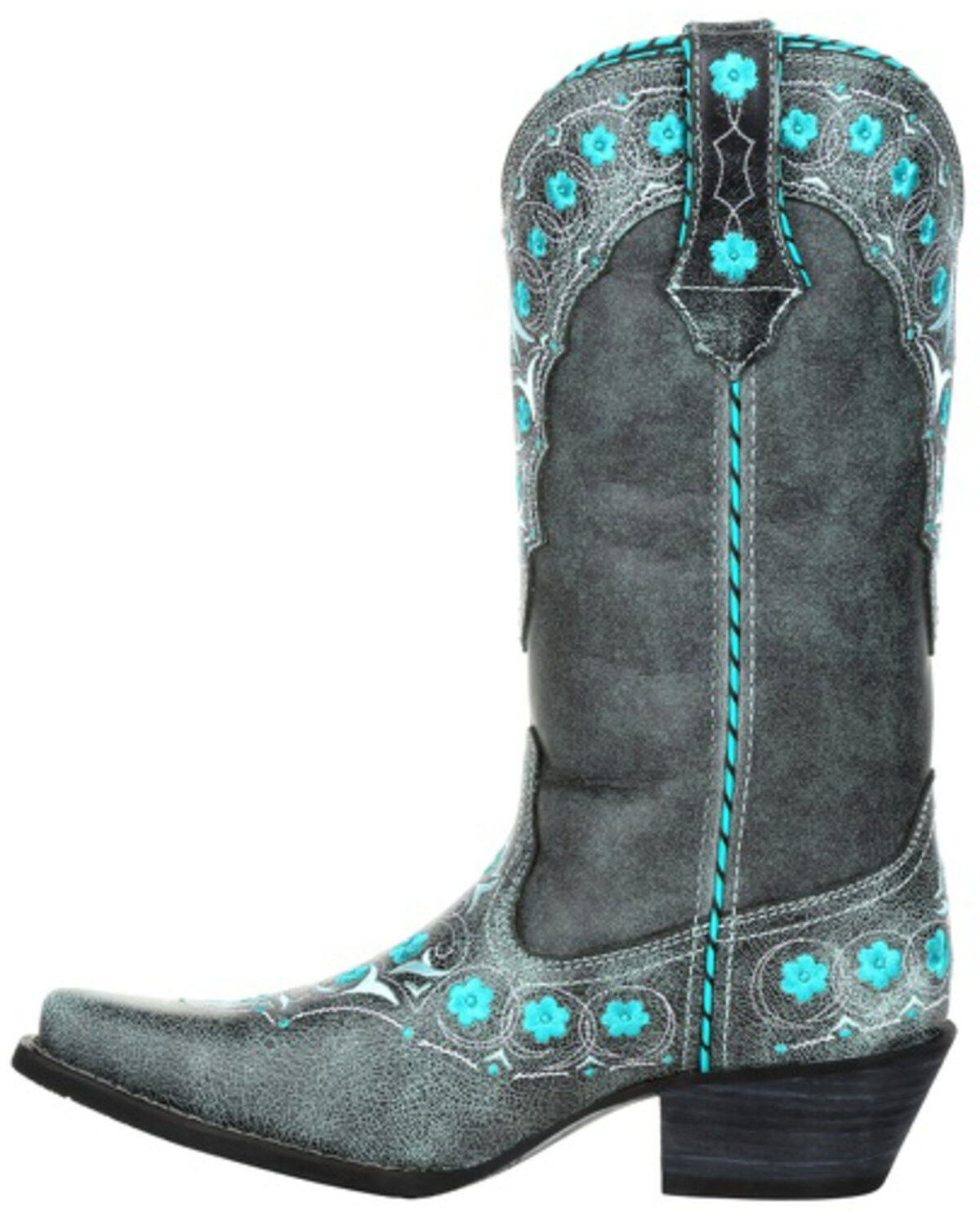 Image #3 - Durango Women's Crush Blue Floral Western Boots - Snip Toe, , hi-res