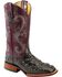 Image #1 - Ferrini Women's Hornback Caiman Print Western Boots - Broad Square Toe, Black, hi-res