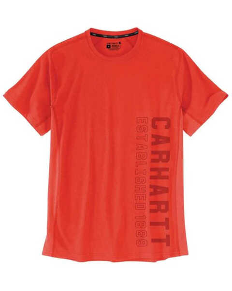 Image #1 - Carhartt Men's Force Midweight Logo Graphic Short Sleeve Work T-Shirt , Red, hi-res