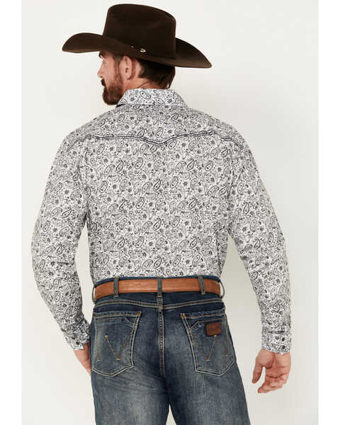 Image #4 - Cowboy Hardware Men's Range Paisley Print Long Sleeve Snap Western Shirt, White, hi-res