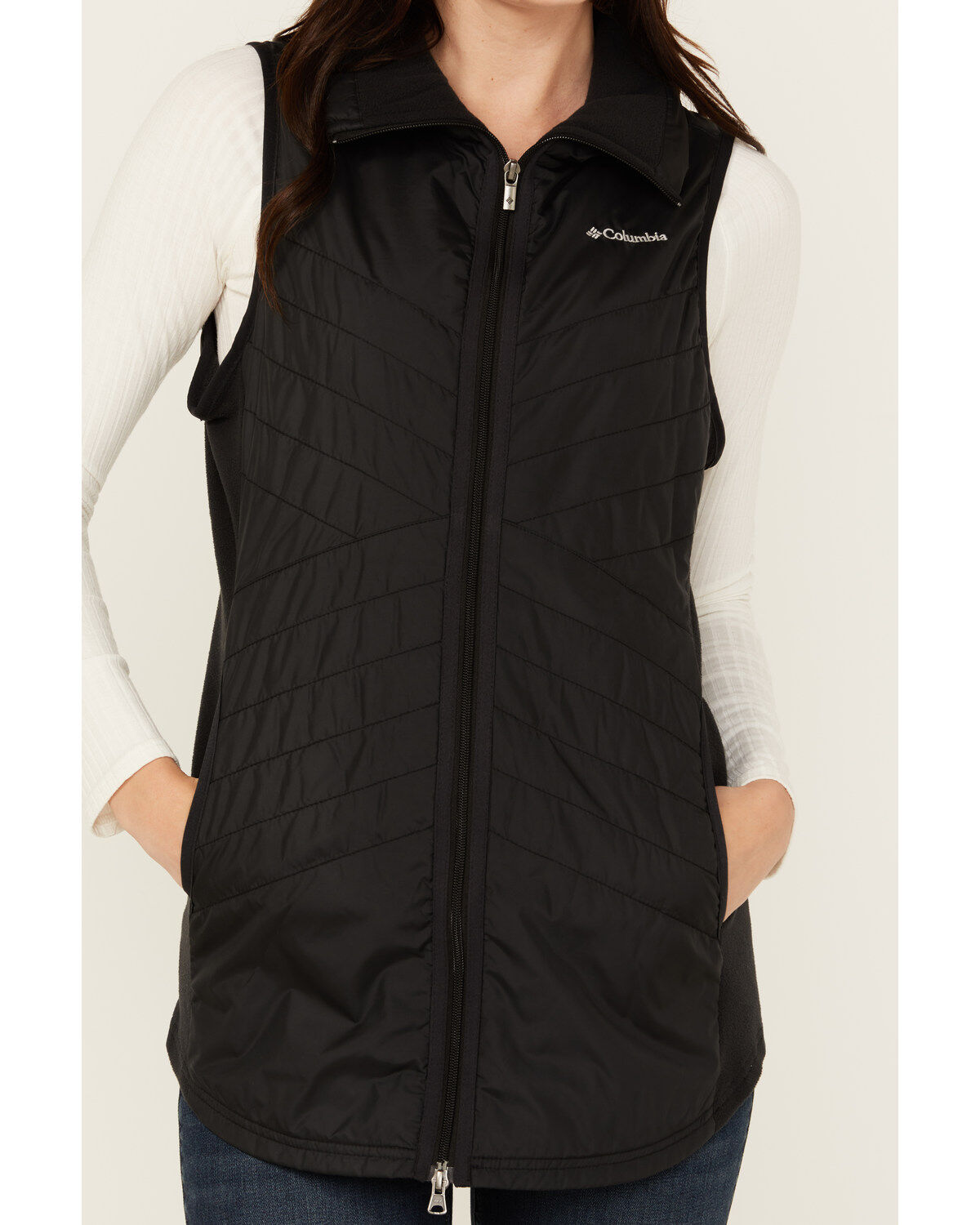 Image #3 - Columbia Women's Mix It Around Long Zip-Up Vest, Black, hi-res