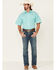 Panhandle Select Men's Geo Print Short Sleeve Snap Western Shirt , Green, hi-res