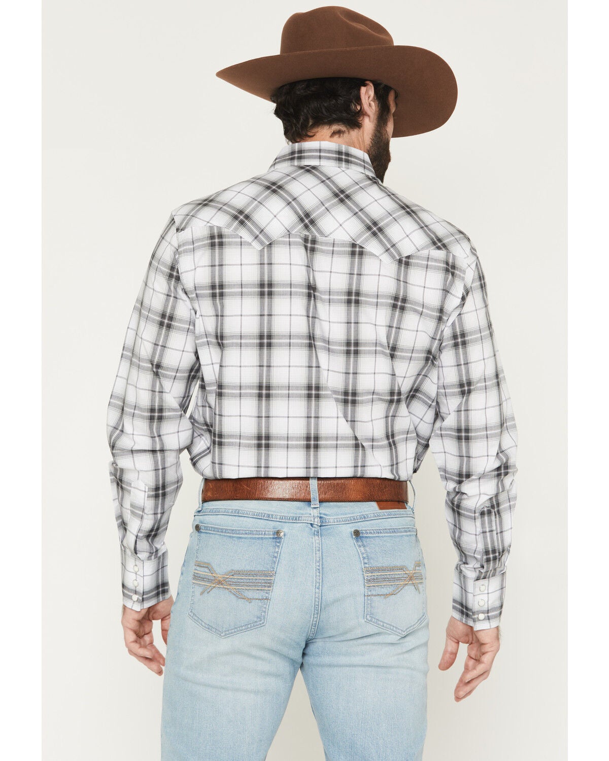 Image #4 - Wrangler Retro Men's Plaid Print Long Sleeve Snap Western Shirt, Black, hi-res