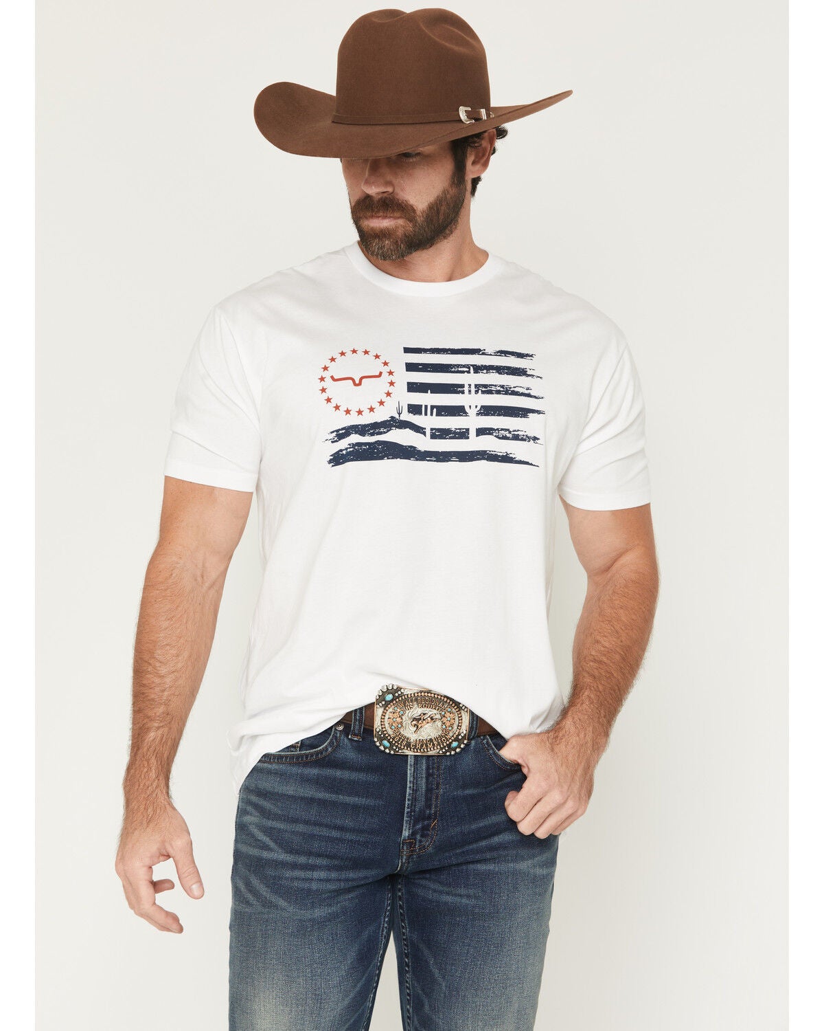 Kimes Ranch Men's Faded Glory Patriotic Short Sleeve Graphic T-Shirt, White, hi-res