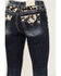 Image #2 - Miss Me Women's Medium Wash Mid Rise Cow Print Pocket Bootcut Stretch Denim Jeans, , hi-res