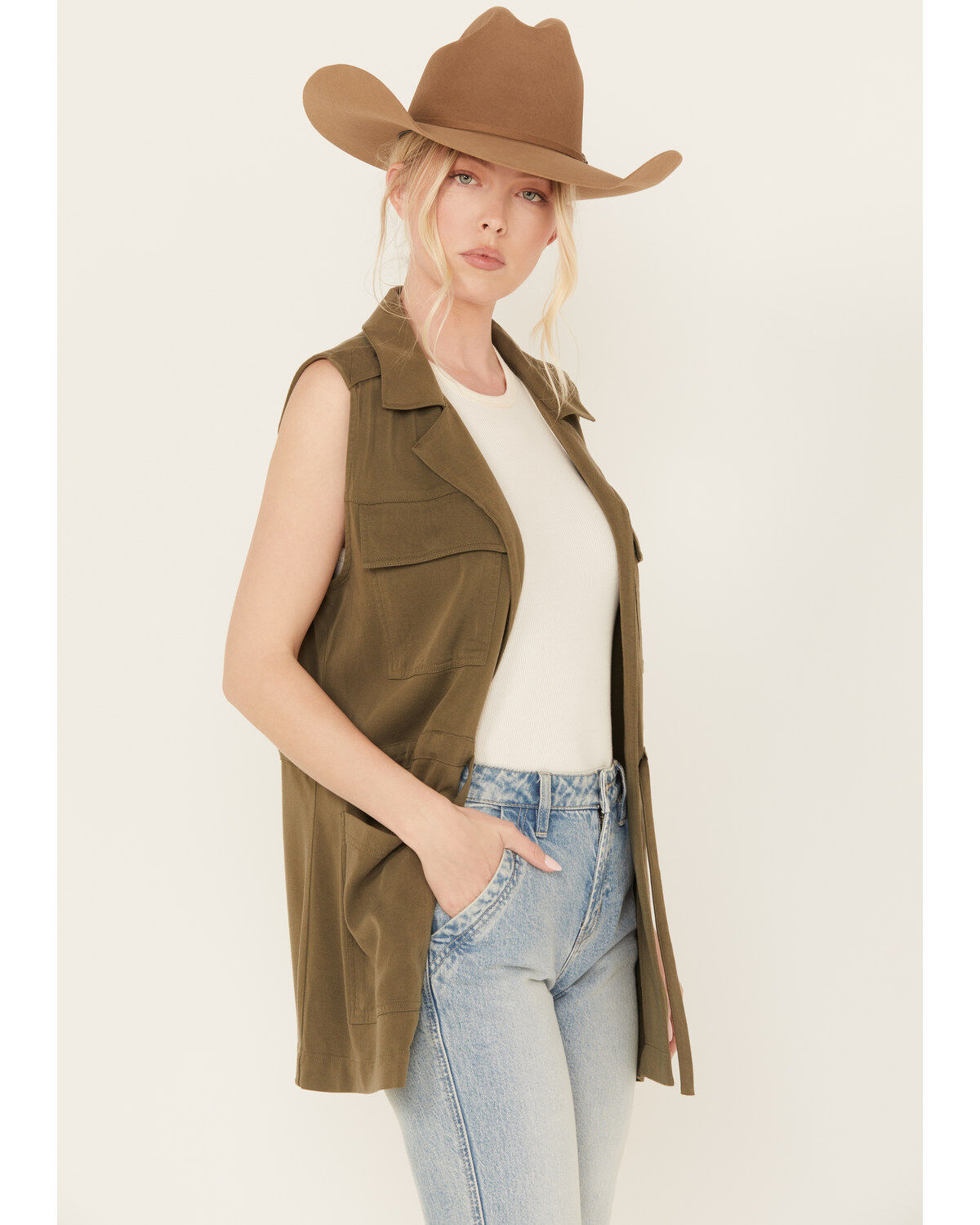 Image #3 - Cleo + Wolf Women's Utility Vest, Sage, hi-res