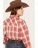 Image #4 - Roper Women's Plaid Print Long Sleeve Western Pearl Snap Shirt - Plus, Orange, hi-res