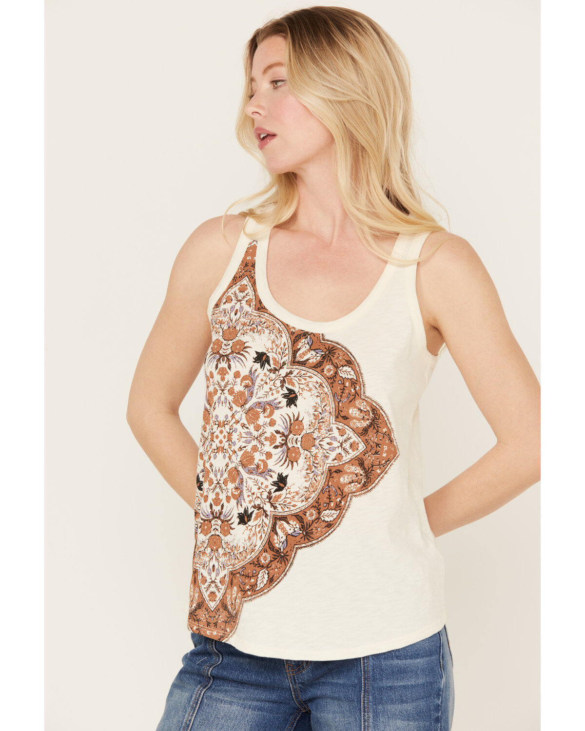 Image #2 - Shyanne Women's Bohemian Graphic Tank, Cream, hi-res
