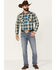 Pendleton Men's Teal Hombre All-Over Plaid Long Sleeve Snap Western Shirt , Blue, hi-res