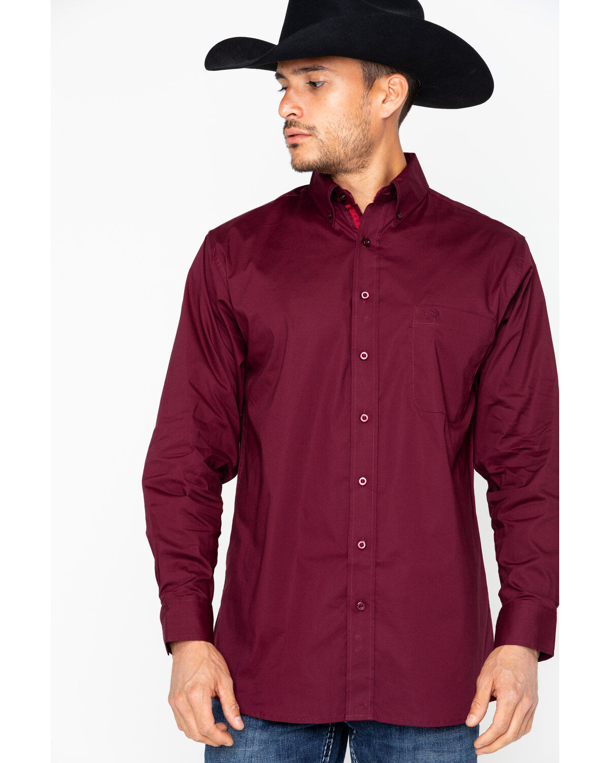 Image #3 - Panhandle Men's Solid Stretch Poplin Long Sleeve Western Shirt , , hi-res