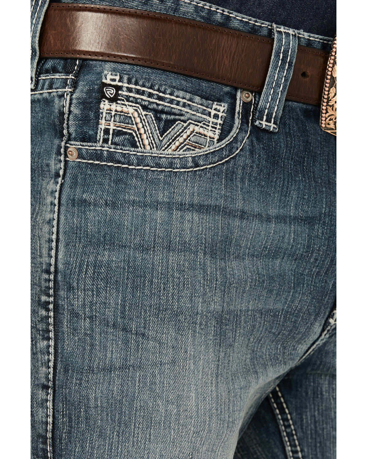 Image #4 - Rock & Roll Denim Men's Boot Barn Exclusive Medium Vintage Wash Relaxed Bootcut Stretch Denim Jeans, Medium Wash, hi-res