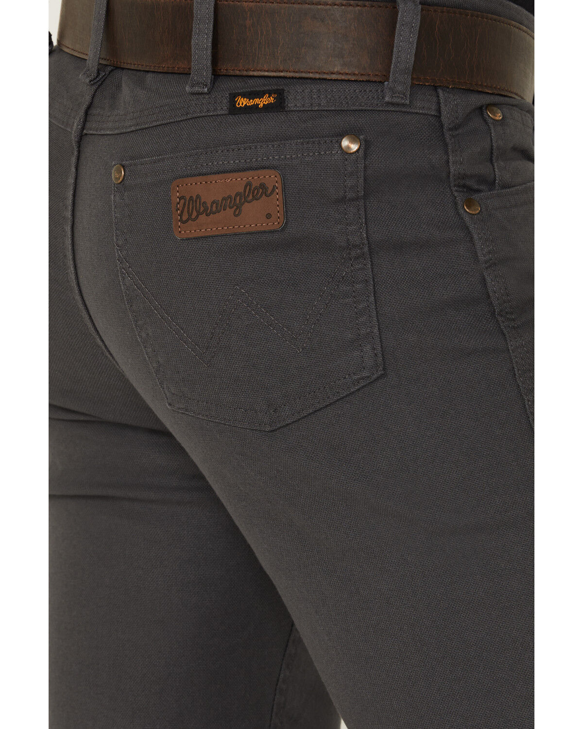Image #4 - Wrangler Men's Tough Comfort Slim Straight Cowboy Cut Canvas Jeans - Tall, Dark Grey, hi-res