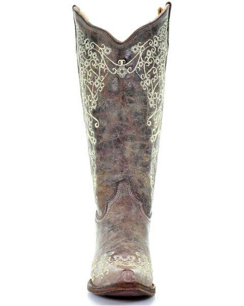 Image #4 - Corral Women's Crater with Bone Embroidery Western Boots - Snip Toe, Brown, hi-res