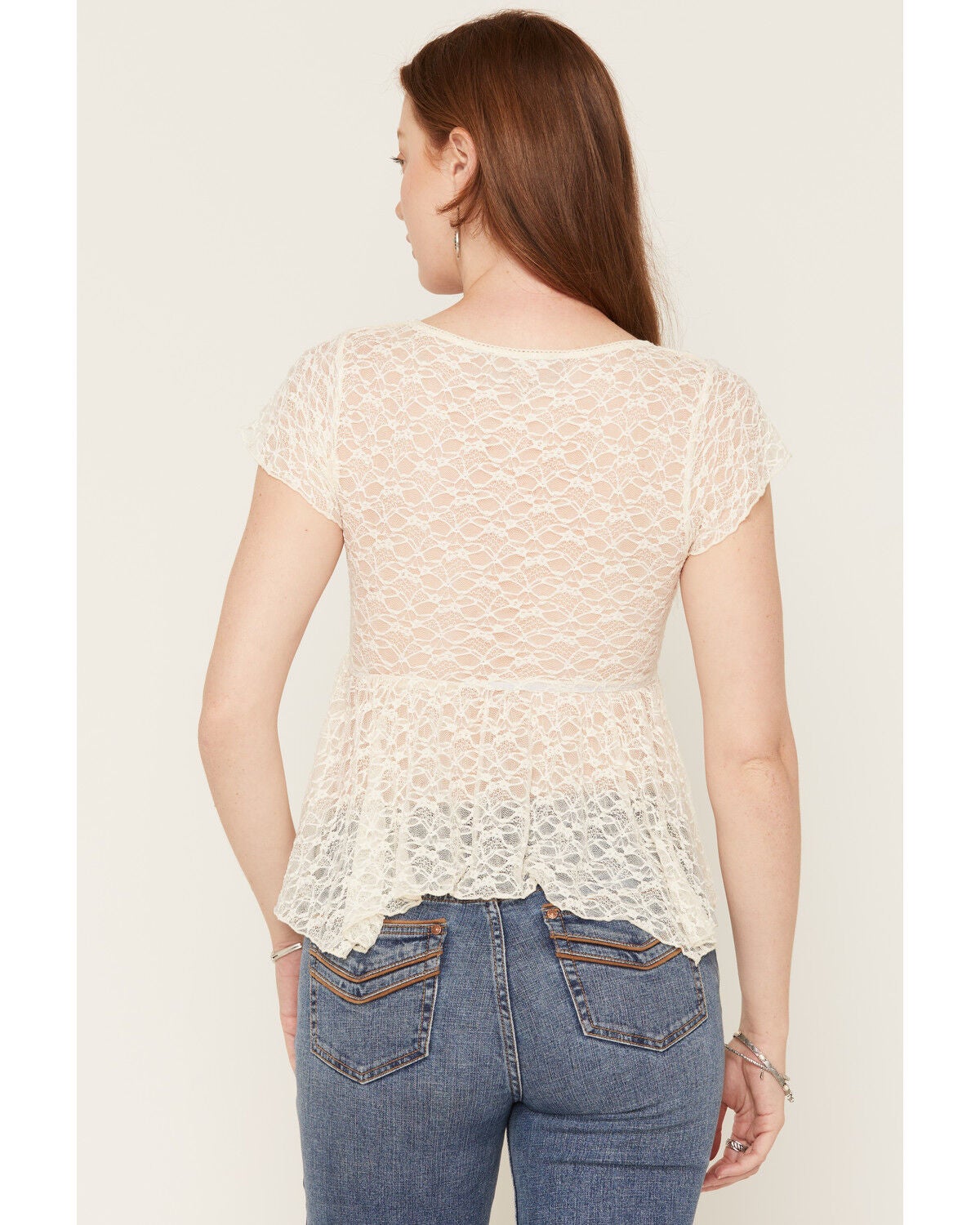 Image #4 - Ash & Violet Women's Lace Fly Away Short Sleeve Shirt, Ivory, hi-res