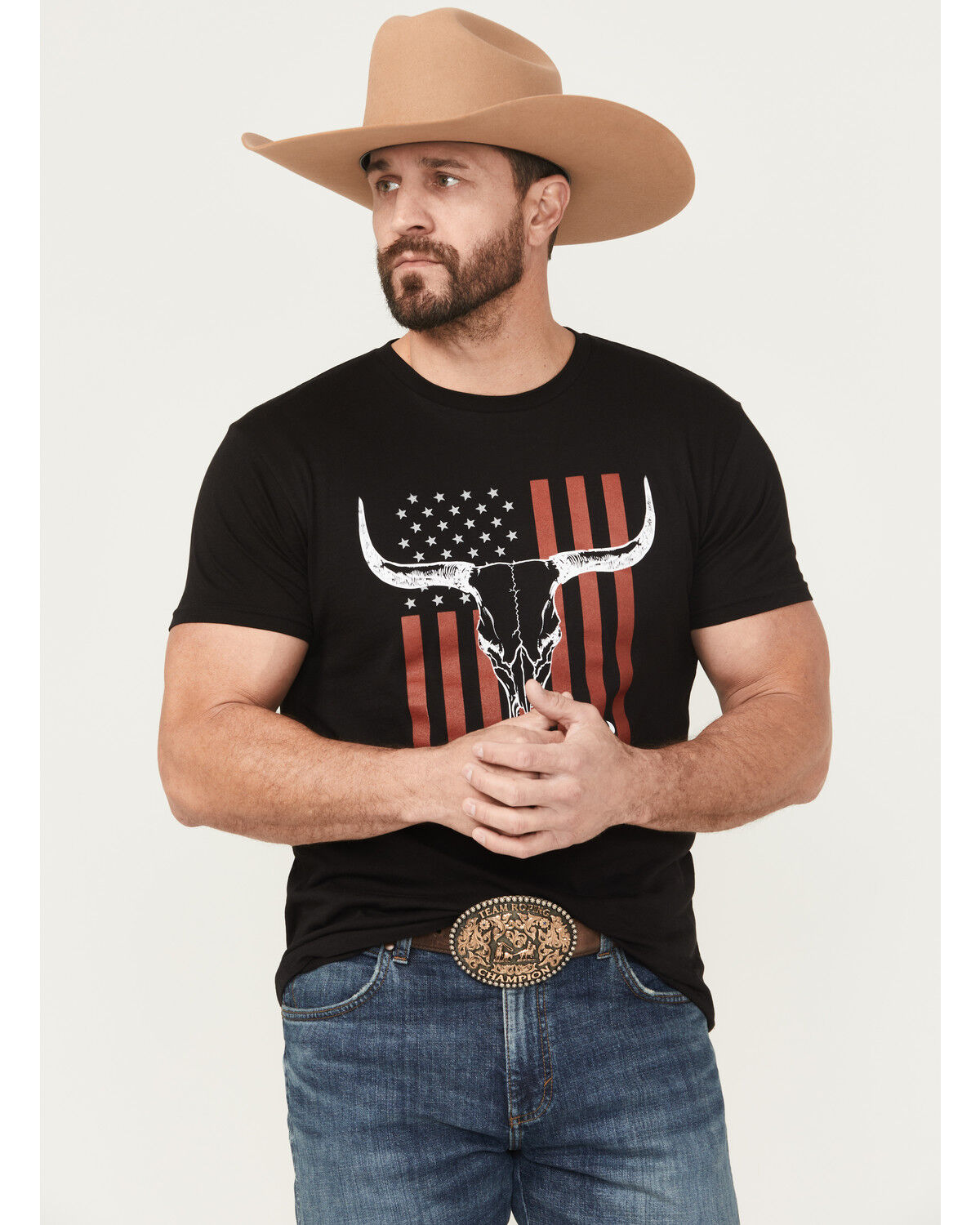 Image #1 - Cowboy Hardware Men's Boot Barn Exclusive Logo Short Sleeve Graphic T-Shirt, Black, hi-res