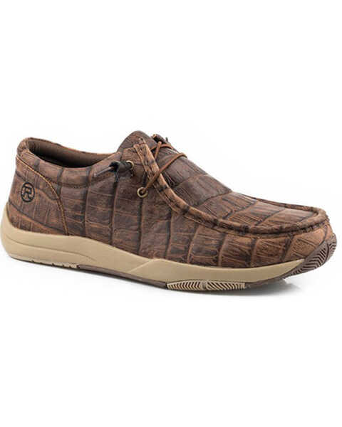 Roper Men's Clearcut Low Caiman Print Casual Chukka Shoes - Moc Toe , Brown, hi-res