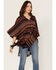 Image #1 - Cruel Girl Women's Southwestern Striped Print Poncho, Brown, hi-res