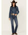 Image #3 - Hooey by Rock & Roll Denim Women's Medium Wash High Rise Southwestern Print Stretch Bootcut Jeans, Medium Wash, hi-res