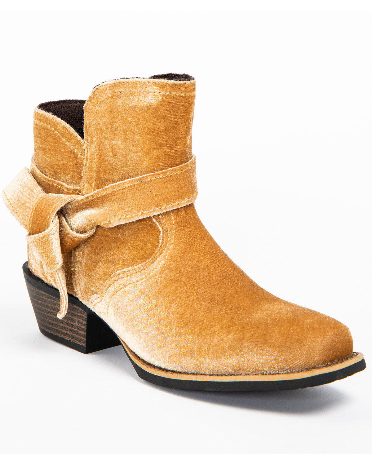 Image #1 - Justin Gypsy Women's Elana Tan Velvet Booties - Wide Square Toe, , hi-res