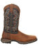 Image #2 - Durango Men's Rebel Pull On Western Performance Boots - Broad Square Toe, Chocolate, hi-res