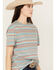 Rock & Roll Denim Women's Striped Southwestern Short Sleeve Tee, Aqua, hi-res