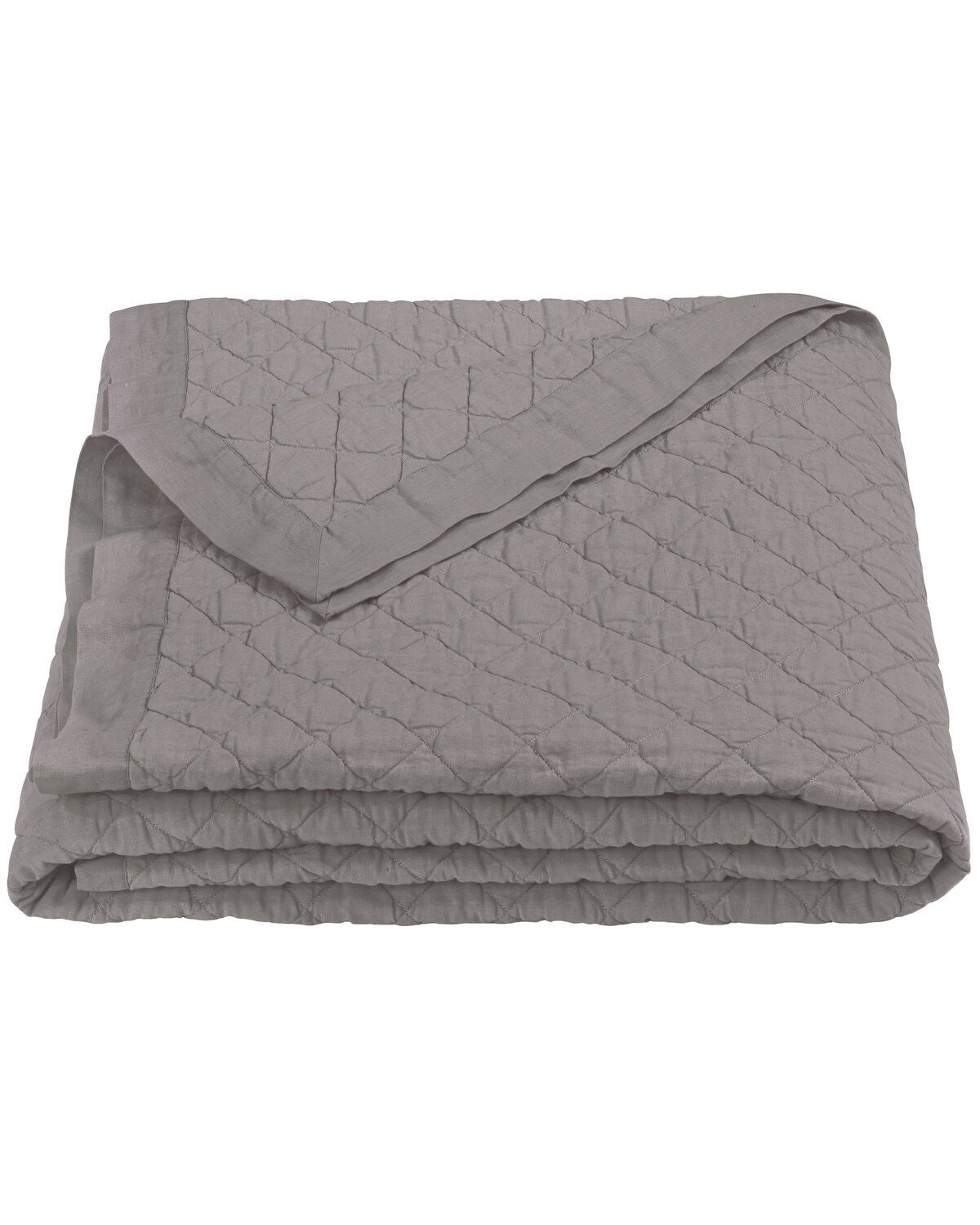 HiEnd Accents Diamond Pattern Grey Linen Full/Queen Quilt, Grey, hi-res