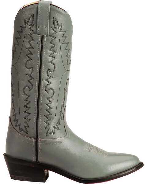 Old West Men's Smooth Leather Western Boots - Medium Toe, Grey, hi-res