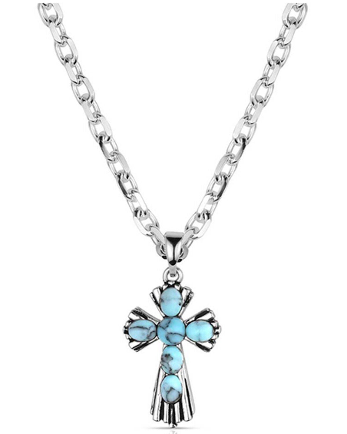 Montana Silversmiths Women's Cross Necklace, Silver, hi-res