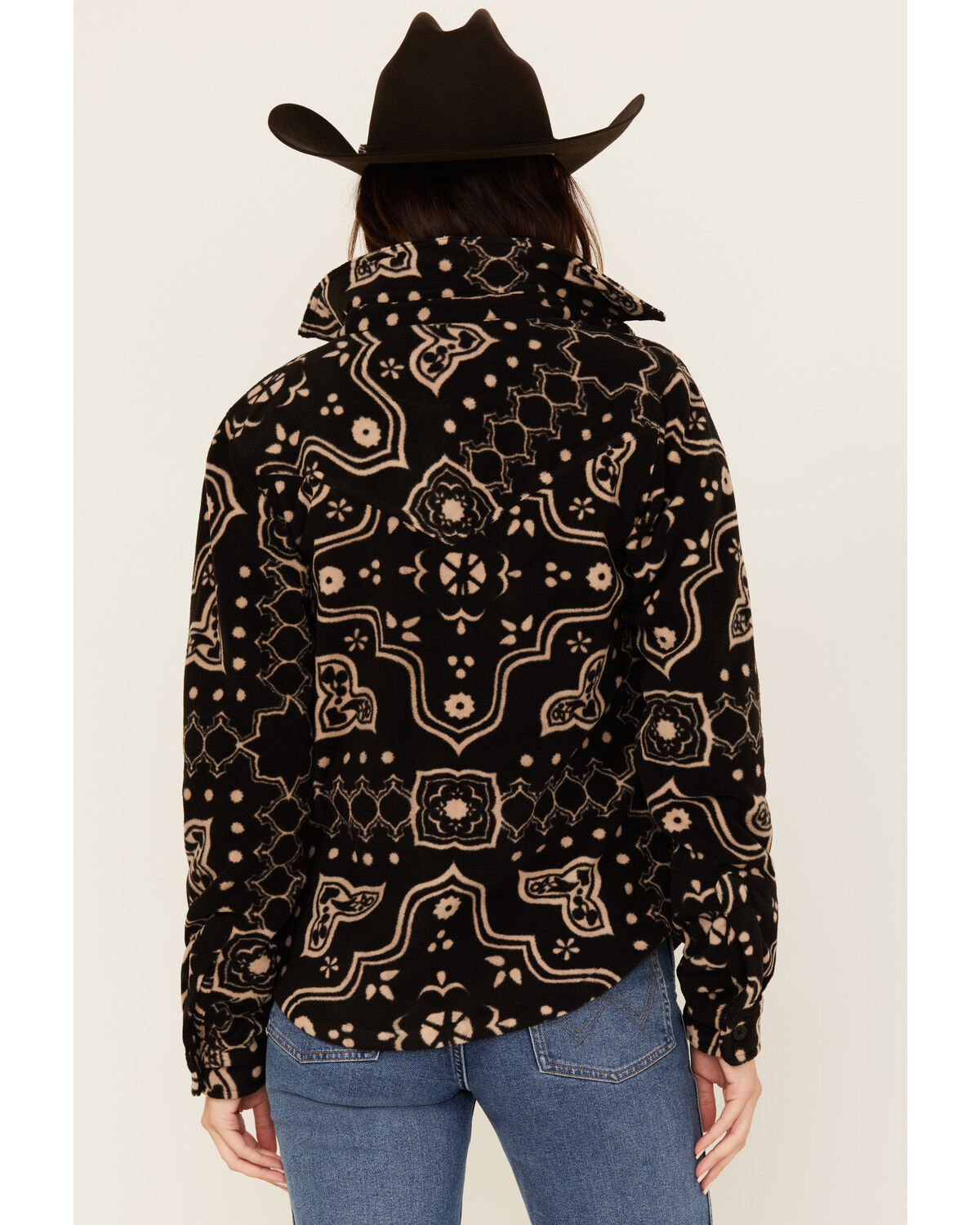 Image #4 - Outback Trading Co Women's Bandana Print Fleece Button-Down Western Shirt, Black, hi-res