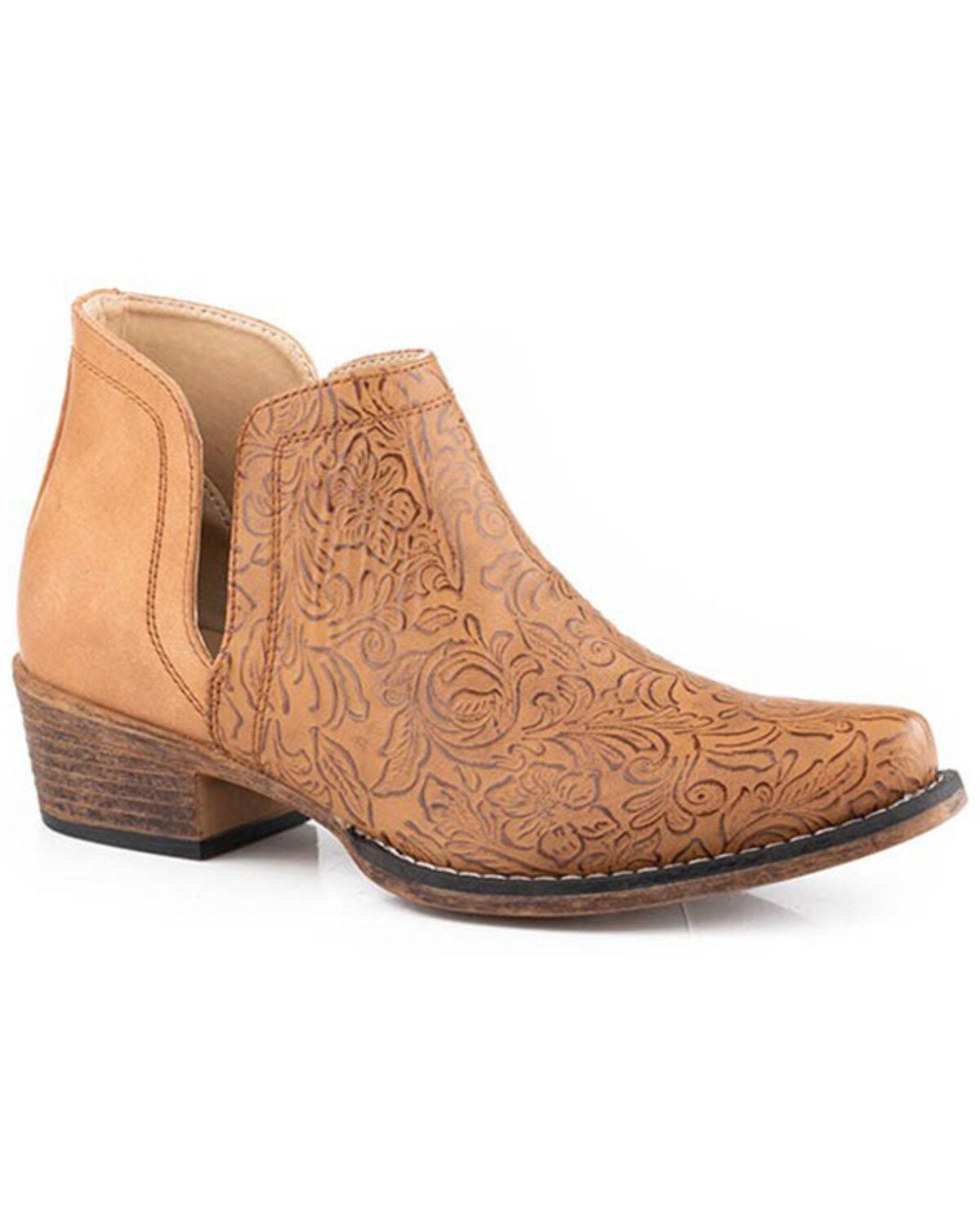 Roper Women's Ava Booties - Snip Toe, Tan, hi-res