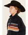 Image #2 - Cinch Boy's Striped Polar Fleece Pullover, Navy, hi-res