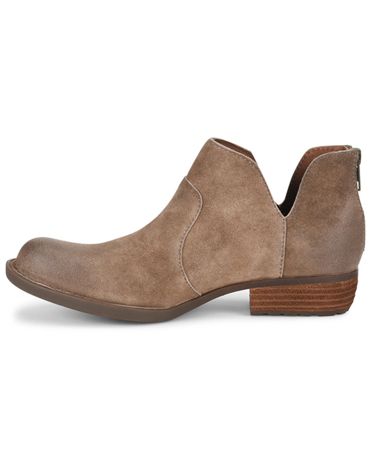Image #1 - Born Women's Distressed Taupe Kerri Full-Grain Fashion Bootie - Round Toe, Taupe, hi-res