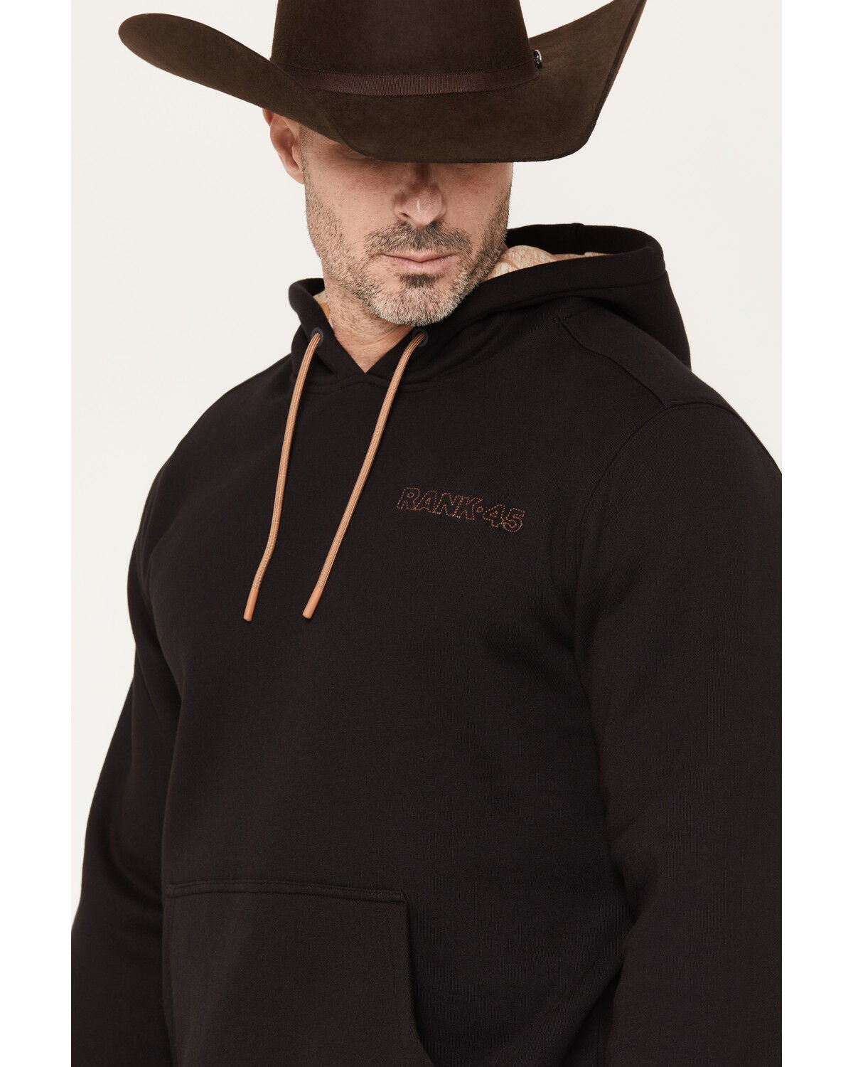 Image #3 - RANK 45&reg; Men's Desert Steer Embroidered Hooded Sweatshirt, Black, hi-res