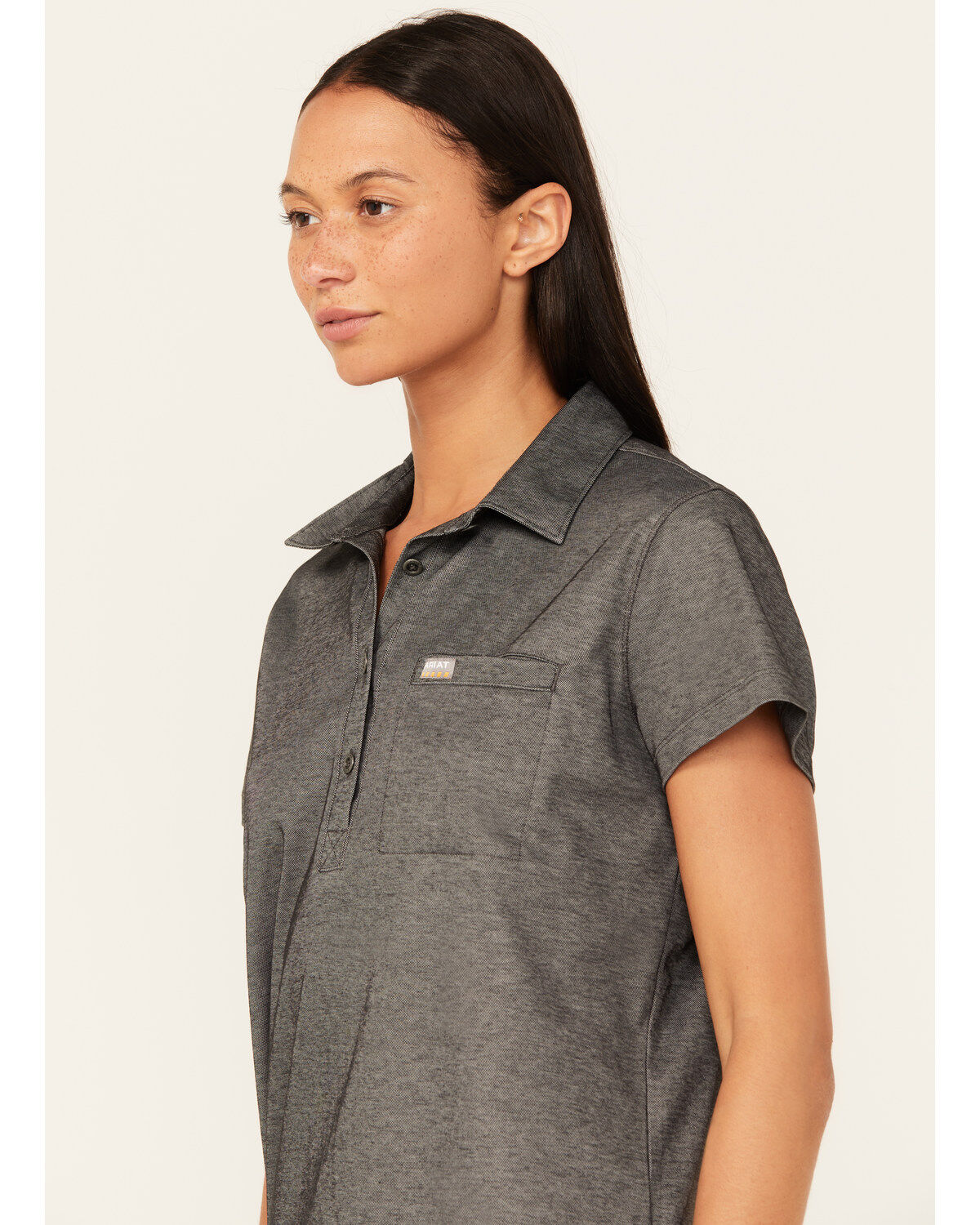 Image #2 - Ariat Women's Rebar Foreman Short Sleeve Polo Shirt, Charcoal, hi-res