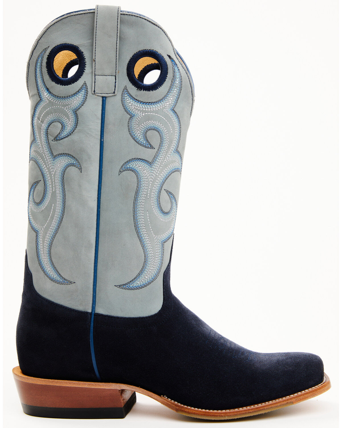Image #2 - Horse Power Men's Marine Roughout Western Boots - Broad Square Toe, Navy, hi-res