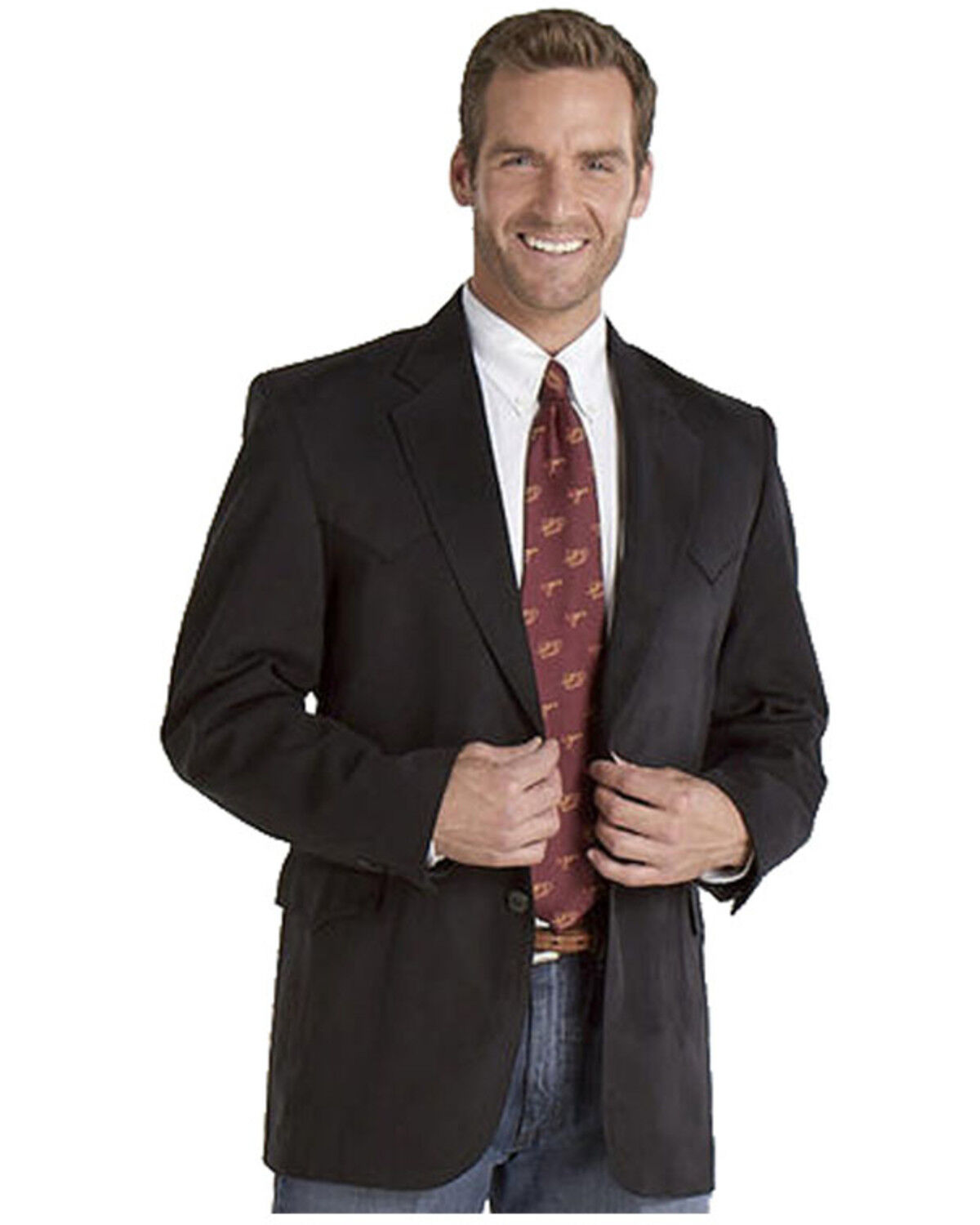 Image #2 - Circle S Men's Houston Microsuede Sport Coat, Black, hi-res