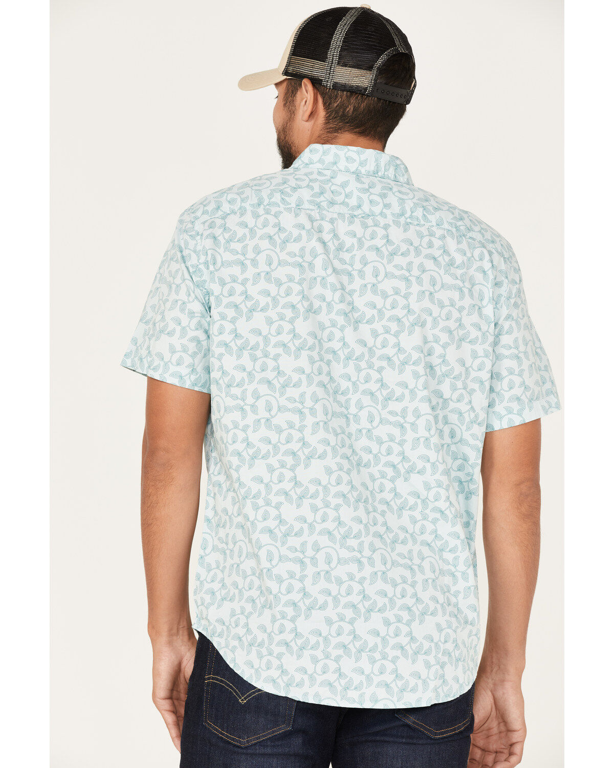 Image #4 - Levi's Men's Classic Swirly Floral Print Short Sleeve Button Down Shirt, Blue, hi-res