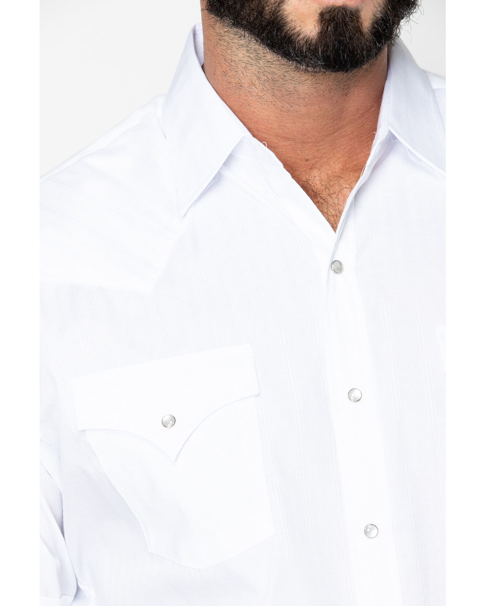 Image #5 - Ely Cattleman Men's Tone On Tone Western Shirt, White, hi-res