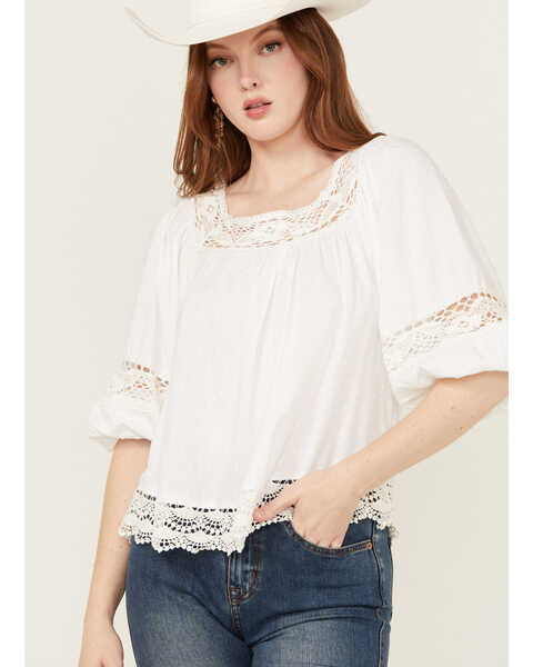 Quincy White Crochet Long Sleeve Lace Blouse – Lavender Tribe