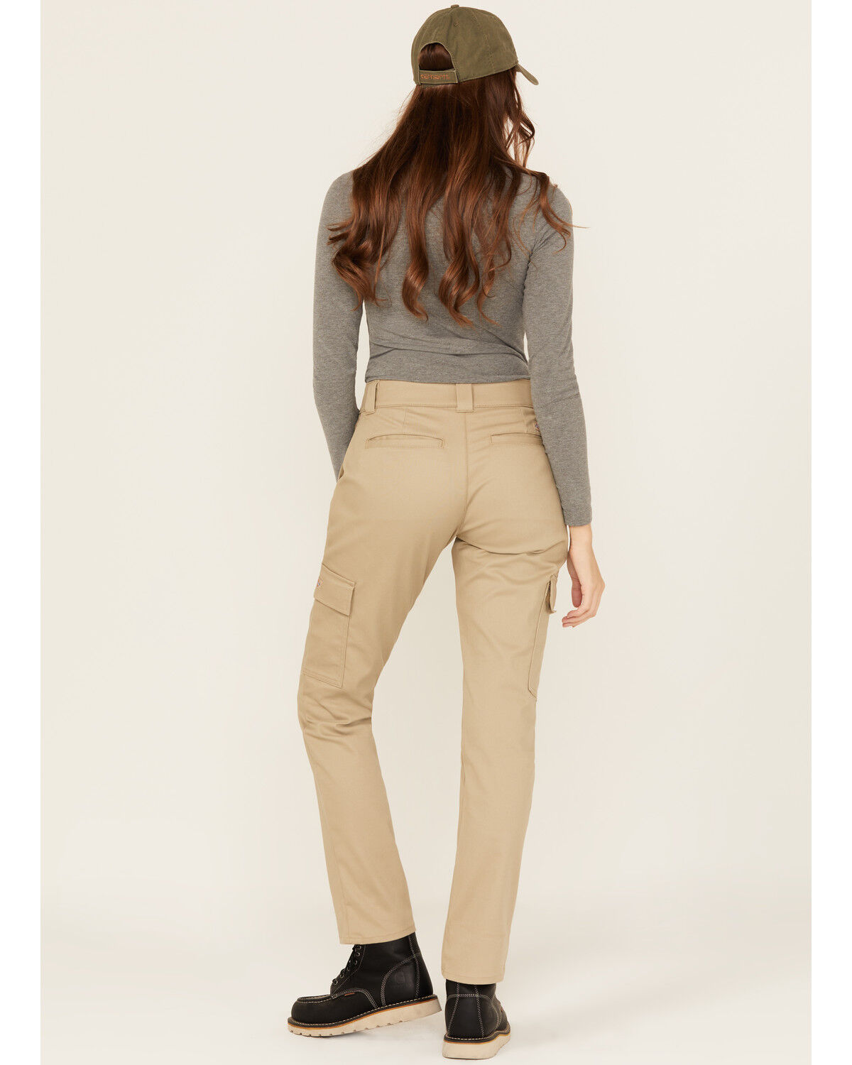 Image #3 - Dickies Women's Mid Rise Straight Stretch Twill Cargo Work Pants, Sand, hi-res